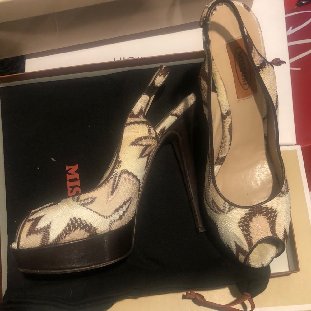 Missoni platform sandal in brown pattern 40/10